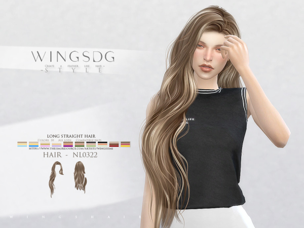 Alpha WINGS TF0322 Long curls with bun by wingssims - The Sims 4 Custom Content