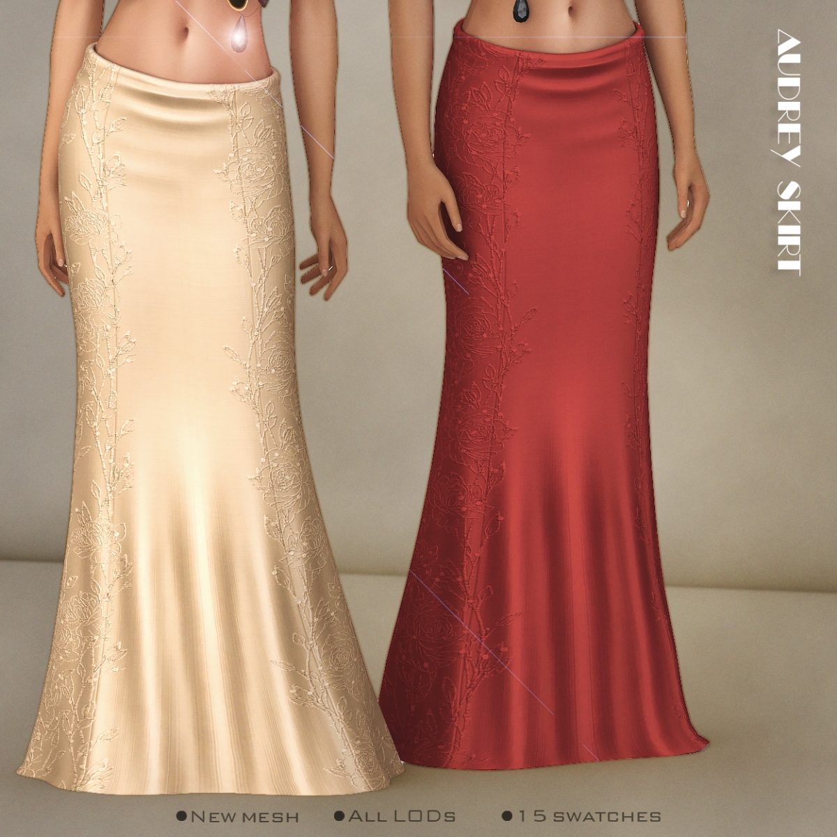Alpha [Belaloallure] Audrey silk long skirt by simsfinds - The Sims 4 Custom Content