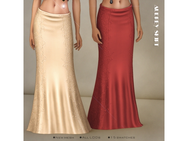 Alpha [Belaloallure] Audrey silk long skirt - The Sims 4 Custom Content