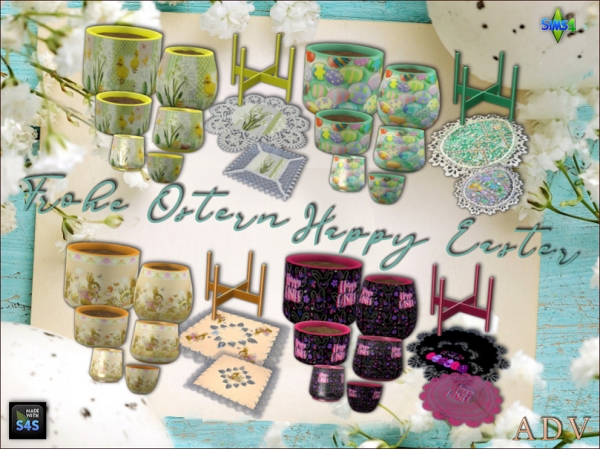 Mix Easter plantpots and doilies - The Sims 4 custom content