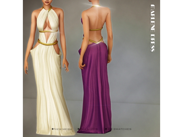 Alpha [Belaloallure] Marlene drapped dress - The Sims 4 Custom Content