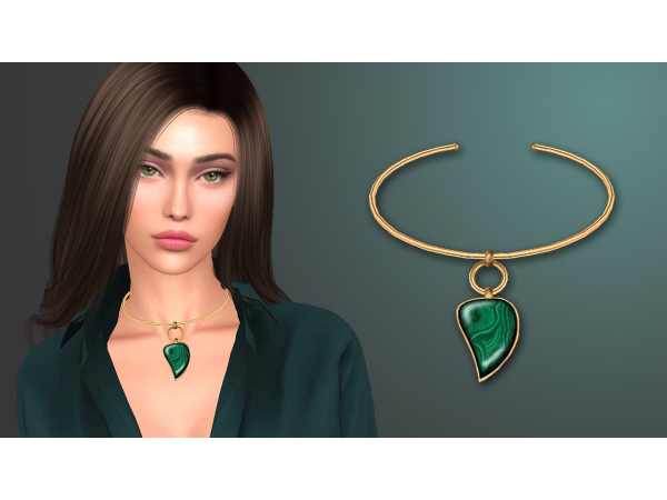 Alpha MALACHITE CHOKER by natalis - The Sims 4 Custom Content