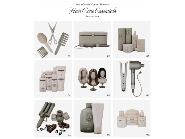 Maxis Match Hair Care Essentials by swanettesims - The Sims 4 Custom Content
