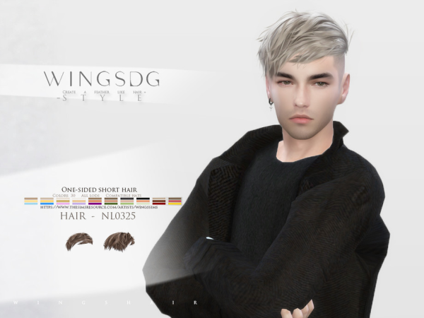 Alpha WINGS NL0325 One sided short hair by wingssims - The Sims 4 Custom Content