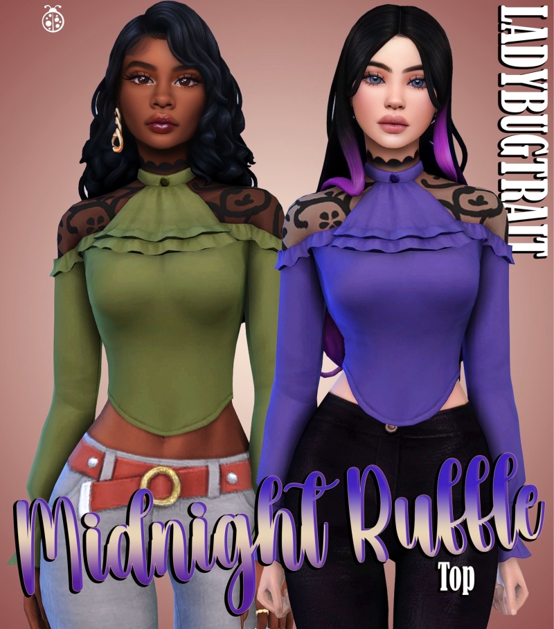 Maxis Match Midnight Ruffle top by ladybugtrait - The Sims 4 Custom Content