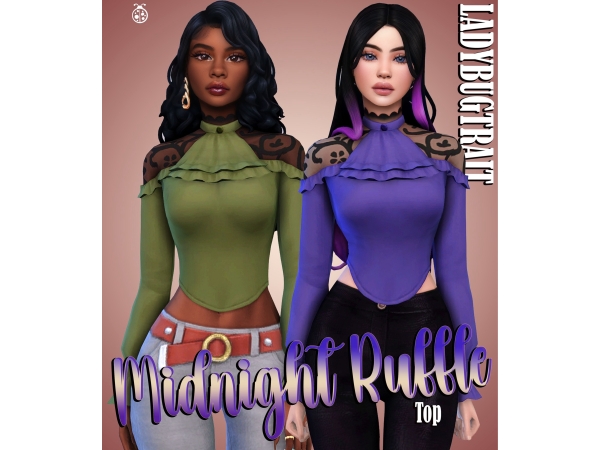 Maxis Match Midnight Ruffle top - The Sims 4 Custom Content