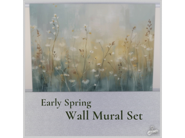 Mix Early Spring Wall Mural Set - The Sims 4 Custom Content