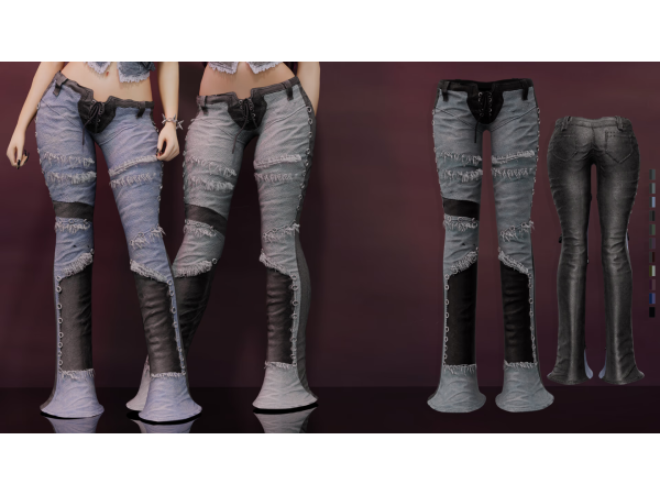 Alpha GRUNGE DENIM PANTS by LYNXsimz - The Sims 4 Custom Content