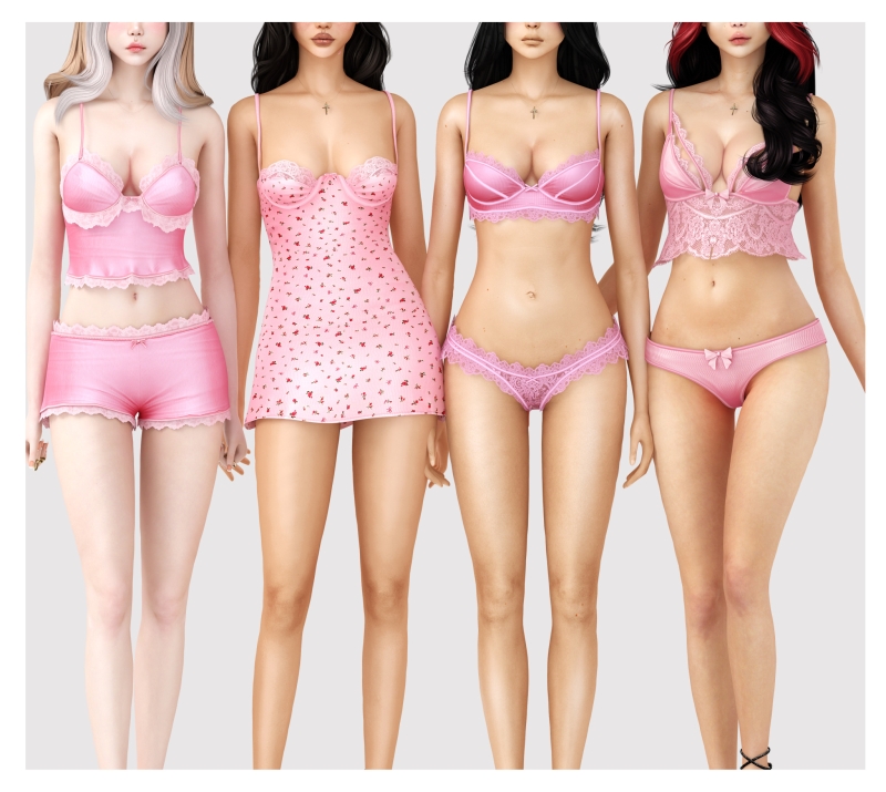 Mix Soft femme lingerie collection by babyetears - The Sims 4 Custom Content