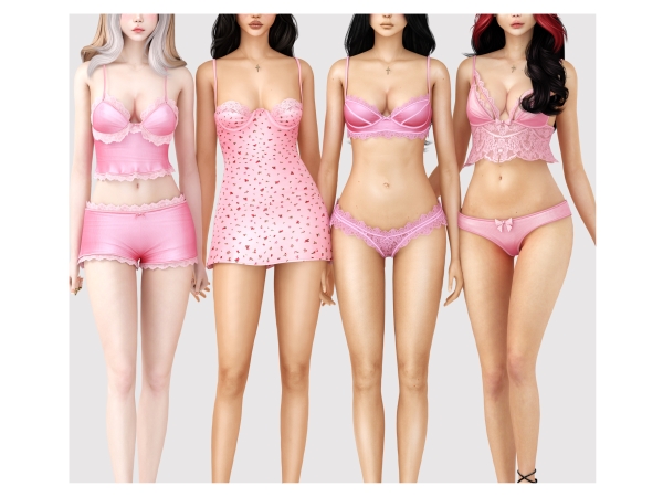 Mix Soft femme lingerie collection - The Sims 4 Custom Content