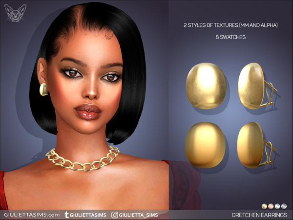Alpha Gretchen Oval Earrings by feyona - The Sims 4 Custom Content
