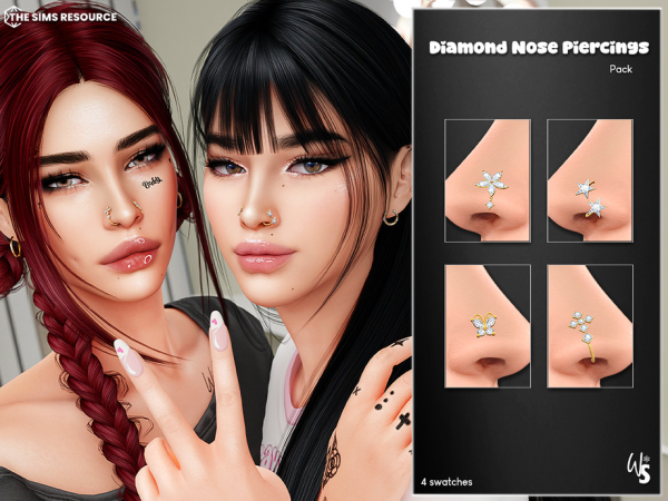 Mix Diamond Nose Piercings Pack - The Sims 4 Custom Content