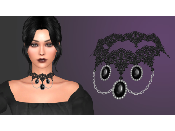 Alpha VIVIENNE LACE CHOKER by NataliS - The Sims 4 Custom Content