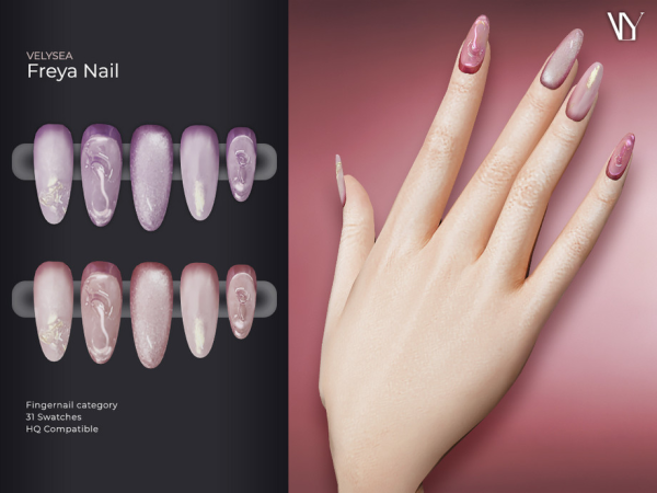 Alpha VELYSEA Freya Nail by VELYSEA - The Sims 4 Custom Content
