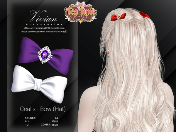 Alpha Caelis Jewel Bow Hat by thesimsresource - The Sims 4 Custom Content