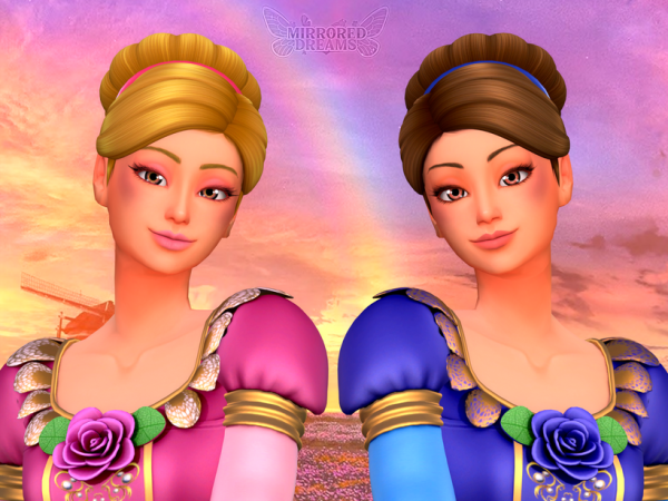 Mix Barbie Sisters Bun Hair Colors of the Bun Arch Barbie and the 12 Dancing Princesses Collection - The Sims 4 Custom Content