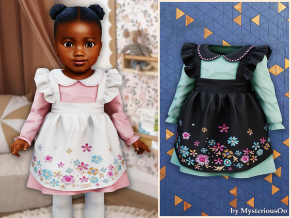 Alpha Infant Floral embroidered pinafore dress by MysteriousOo - The Sims 4 Custom Content