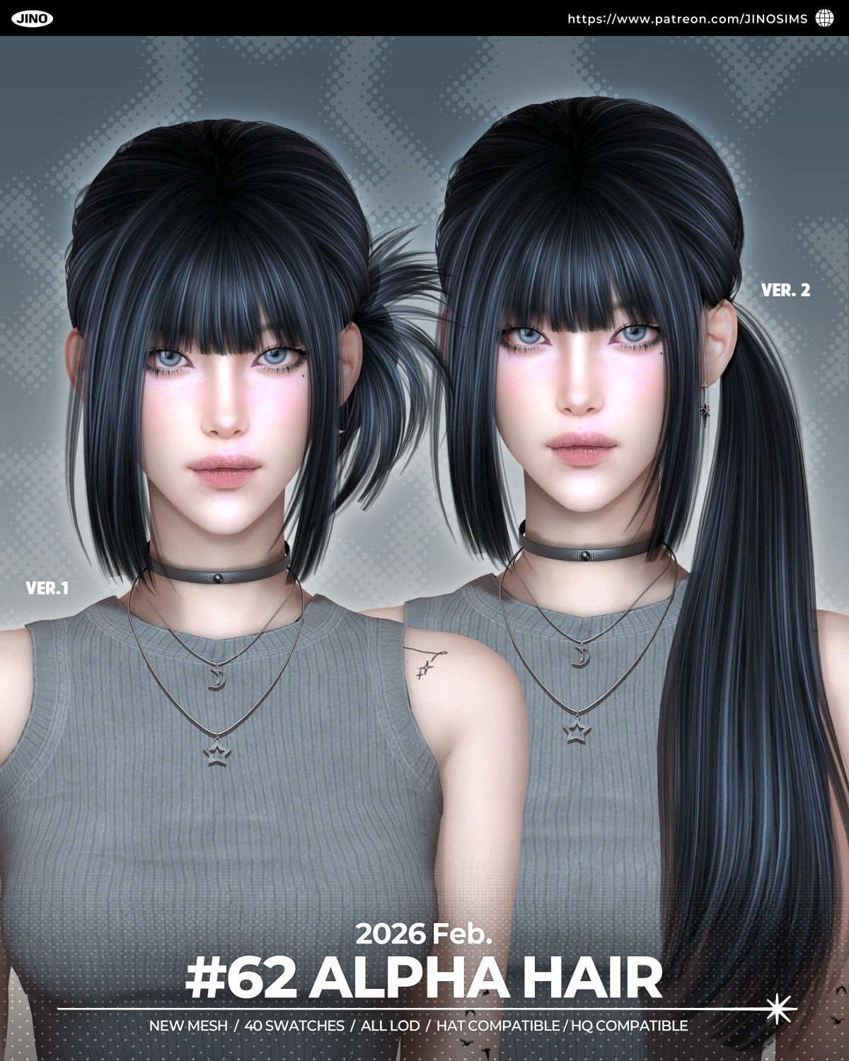 Alpha JINO HAIR N62 v1 v2 by simsfinds - The Sims 4 Custom Content