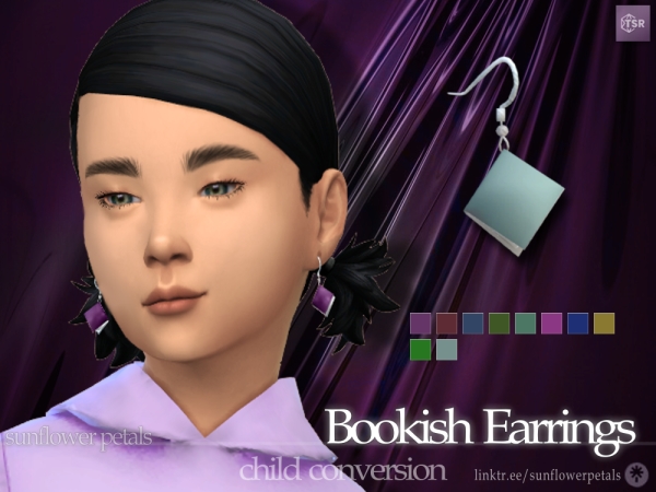 Mix Bookish Earrings for Kids - The Sims 4 Custom Content