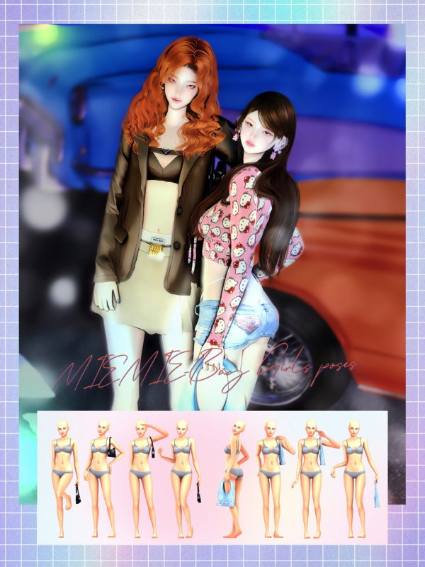 Mix [MIEMIE]Bag Girls poses 16 by simsfinds - The Sims 4 Custom Content