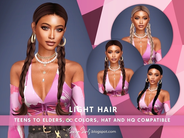 Alpha Light Hair No Bangs - The Sims 4 Custom Content