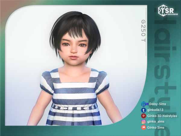 Alpha Short Bob Hair with Bangs for Toddles Ginko 250T Sims by Daisy - The Sims 4 Custom Content
