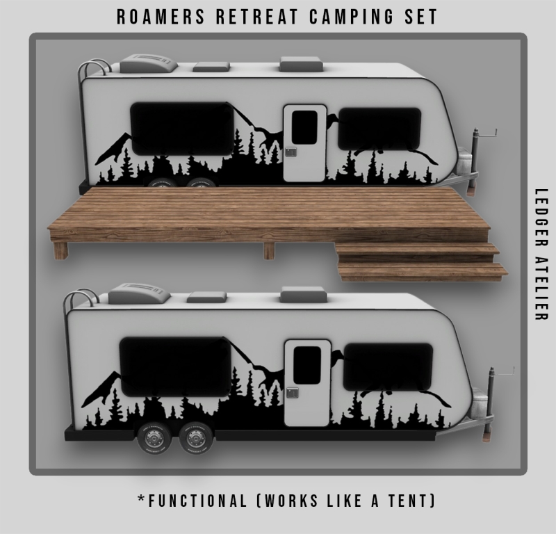 Alpha Roamers Retreat Camping Set by ledger_atelier - The Sims 4 Custom Content