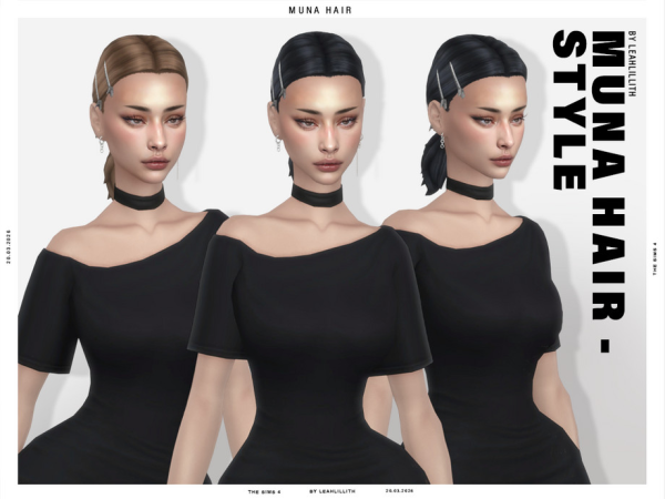 Maxis Match Muna Short Ponytail Hairstyle by Leah_Lillith - The Sims 4 Custom Content