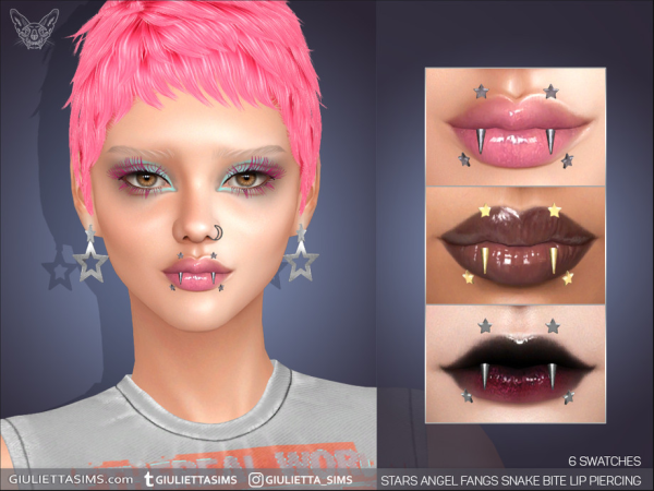 Alpha Stars Angel Fangs Snake Bite Lip Piercing by feyona - The Sims 4 Custom Content