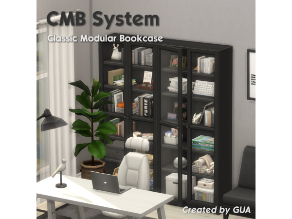 Maxis Match Classic Modular Bookcase by gua_cc - The Sims 4 Custom Content