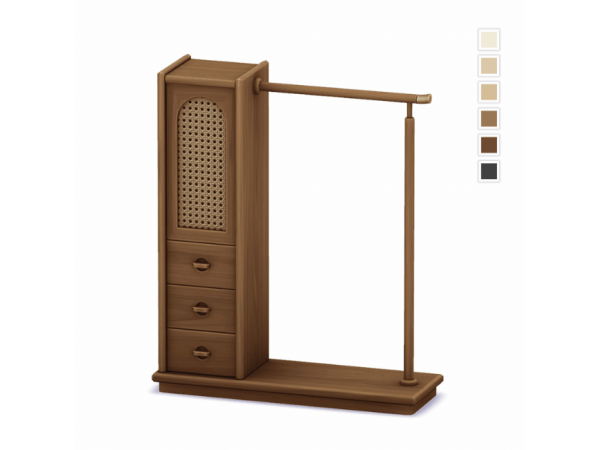 Maxis Match Vintage Solid Wood Rattan Wardrobe by gua_cc - The Sims 4 Custom Content