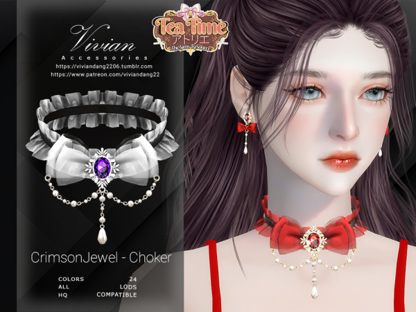 Alpha CrimsonJewel Choker by VivianDang - The Sims 4 Custom Content