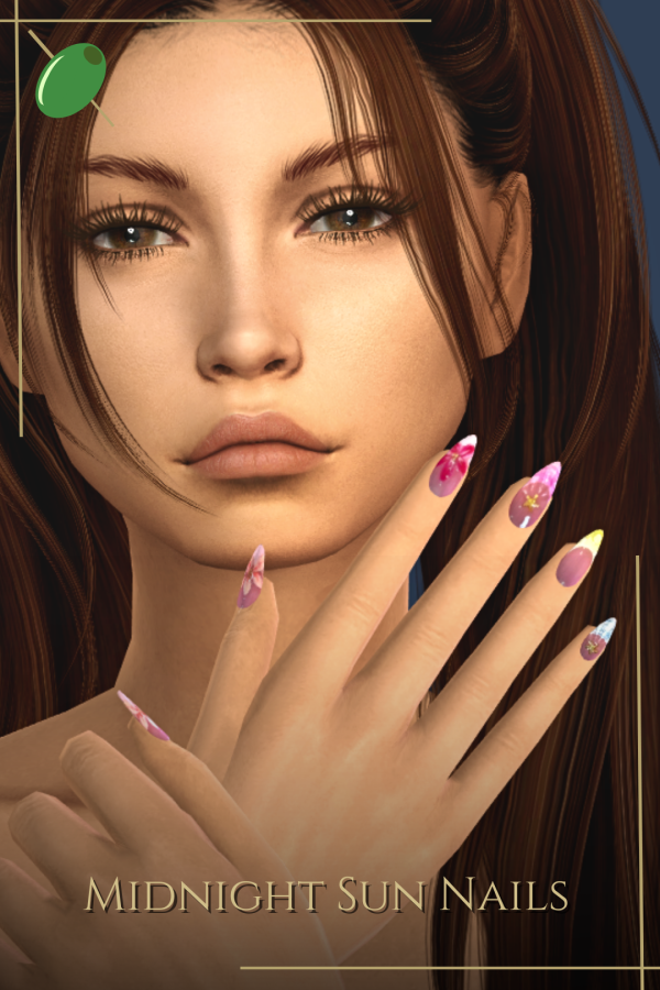 Alpha Midnight Sun Nails by pitted0live - The Sims 4 Custom Content