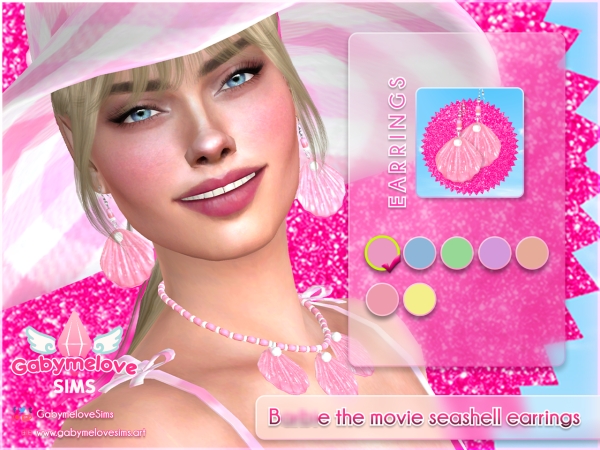 Alpha Barbie seashell earrings by GabymeloveSims - The Sims 4 Custom Content