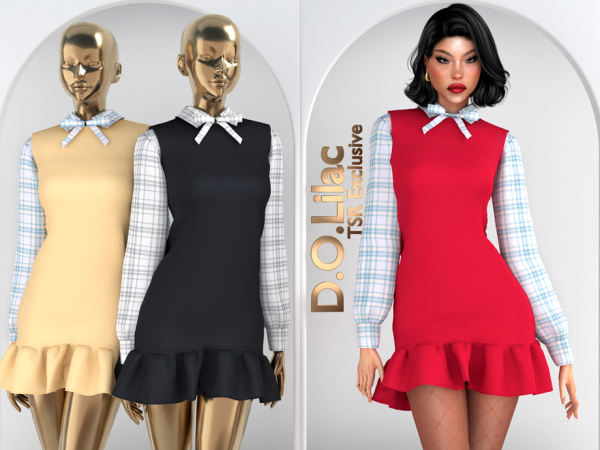Alpha Gingham Shirt and Ruffled Mini Dress DO2169 - The Sims 4 Custom Content