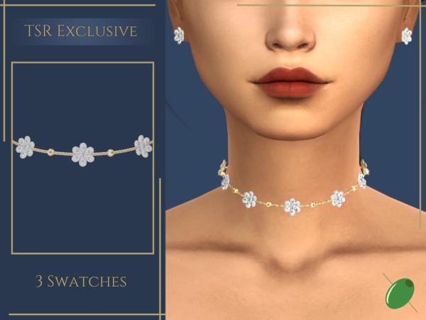 Alpha Diamond Flower Choker - The Sims 4 Custom Content