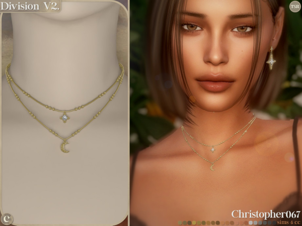 Mix Division Necklace V2 Short Layered Satellite Chain Necklaces Christopher067 - The Sims 4 Custom Content