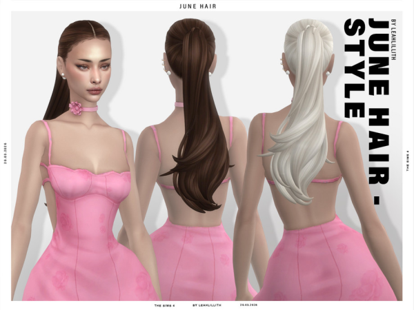 Maxis Match June Long Ponytail Hairstyle by Leah_Lillith - The Sims 4 Custom Content