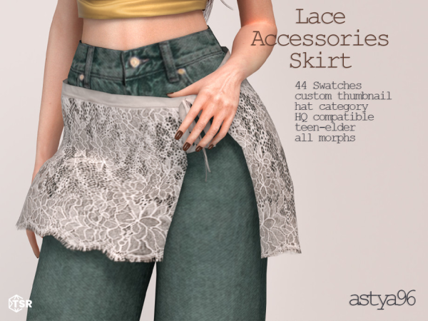 Alpha Lace Accessories Skirt by astya96cc - The Sims 4 Custom Content