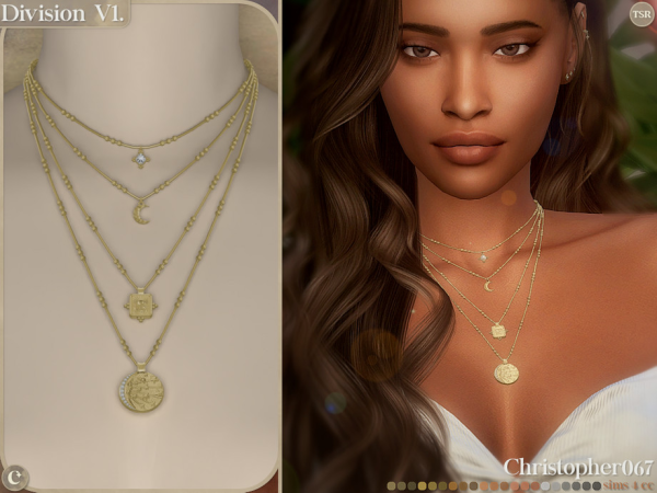 Mix Division Necklace V1 Layered Satellite Chain Pendant Necklace Christopher067 - The Sims 4 Custom Content
