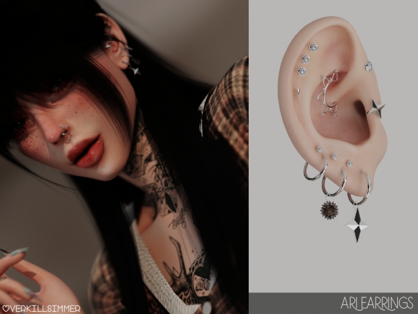 Mix Ari earrings by overkillsimmer - The Sims 4 Custom Content