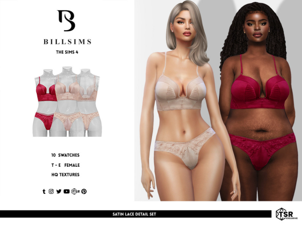 Alpha Satin Lace Detail Set by Bill_Sims - The Sims 4 Custom Content