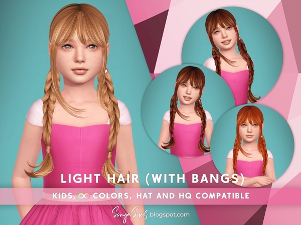 Alpha Light Hair With Bangs Kids - The Sims 4 Custom Content
