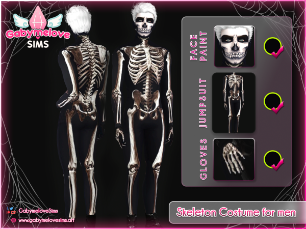 Mix Skeleton Costume for men SET Halloween - The Sims 4 Custom Content