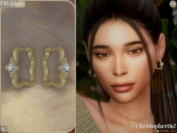 Mix Division Earrings Chunky Organic Hoop Earrings Christopher067 - The Sims 4 Custom Content