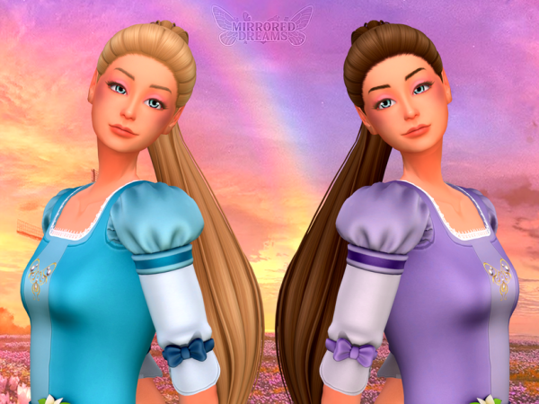 Mix Hadley and Isla's Ponytail Hairstyle Barbie and the 12 Dancing Princesses Collection - The Sims 4 Custom Content