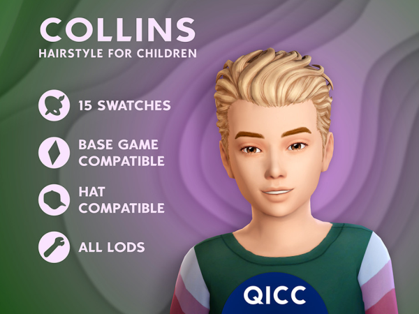 Maxis Match Collins Hair by qicc - The Sims 4 Custom Content