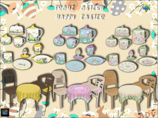 Mix Easter tableware - The Sims 4 Custom Content