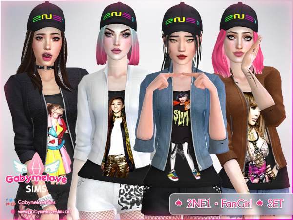 Maxis Match 2NE1 FanGirl Clothes SET - The Sims 4 Custom Content