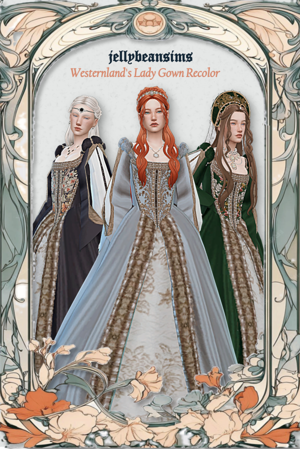 Mix [jellybeansims] Westernlands Lady Gown Recolor by simsfinds - The Sims 4 Custom Content